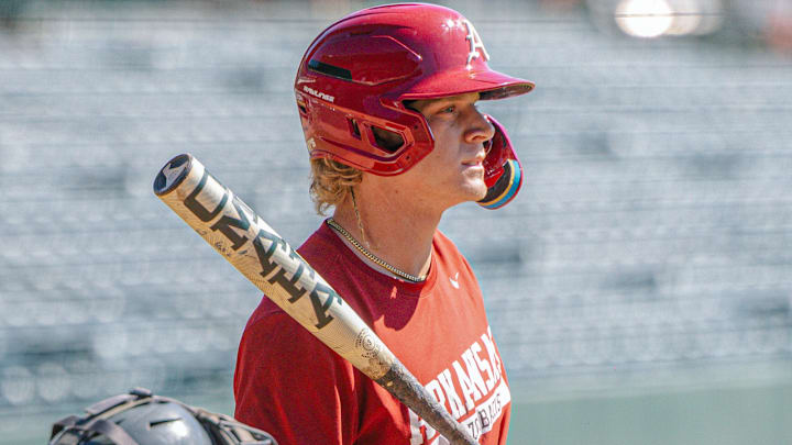 Arkansas outfielder Maika Niu at the plate during a fall intrasquad scrimmage on Oct. 4 Arkansas outfielder Maika Niu at the plate during a fall intrasquad scrimmage on Oct. 4