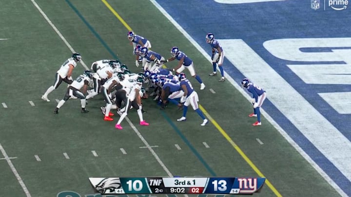 Packers star Micah Parsons didn't seem pleased about the Eagles executing the tush push four straight times for a touchdown in Thursday night's game against the Giants.