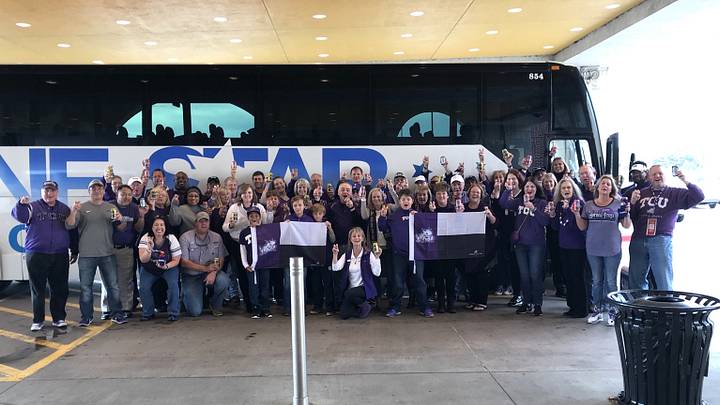 KillerFrogs fans show their Horned Frog pride during a past bus trip. The community hits the road again for TCU’s October 17 Revivalry matchup at Baylor. KillerFrogs fans show their Horned Frog pride during a past bus trip. The community hits the road again for TCU’s October 17 Revivalry matchup at Baylor.