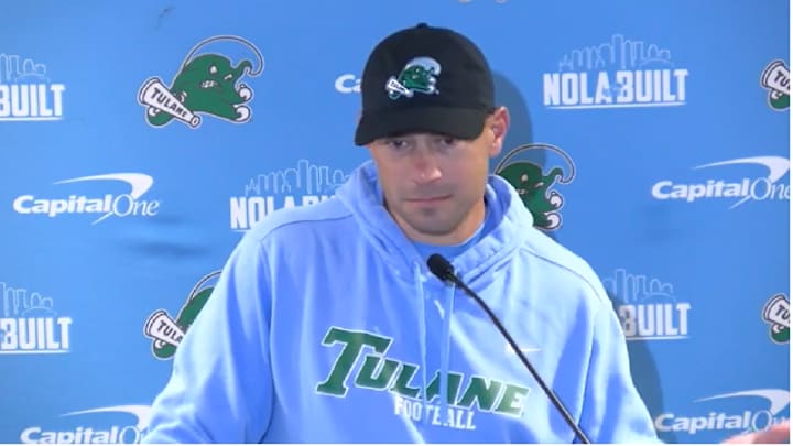 Tulane football coach Jon Sumrall talking about his team's reaction to him going to Florida.