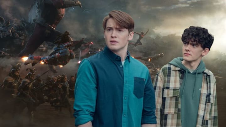 Marvel Studios' AVENGERS: ENDGAME (Film Frame..©Marvel Studios 2019) and Heartstopper season 2 (Samuel Dore/Netflix)