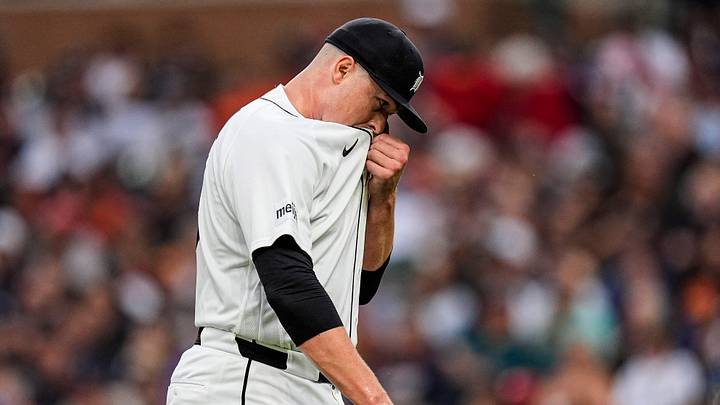 Detroit Tigers pitcher Tarik Skubal (29) walks off the field after pitching the sixth inning against New York Yankees at Comerica Park in Detroit on Wednesday, June 24, 2026.