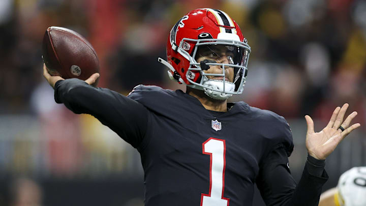 Former Atlanta Falcons quarterback Marcus Mariota Former Atlanta Falcons quarterback Marcus Mariota