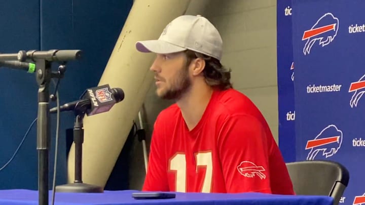 Josh Allen speaks to reporters on Dec. 11, 2024.