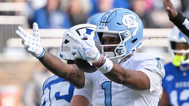 Oct 17, 2026; Durham, North Carolina, USA; North Carolina Tar Heels wide receiver Jordan Shipp (1) celebrates against the Duke Blue Devils during the first quarter at Wallace Wade Stadium. Mandatory Credit: Zachary Taft-Imagn Images Oct 17, 2026; Durham, North Carolina, USA; North Carolina Tar Heels wide receiver Jordan Shipp (1) celebrates against the Duke Blue Devils during the first quarter at Wallace Wade Stadium. Mandatory Credit: Zachary Taft-Imagn Images