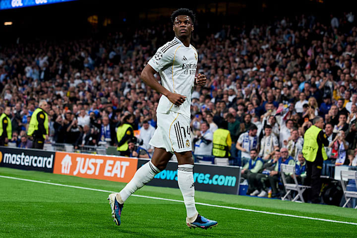 Aurélien Tchouaméni celebrates for Real Madrid Aurélien Tchouaméni celebrates for Real Madrid