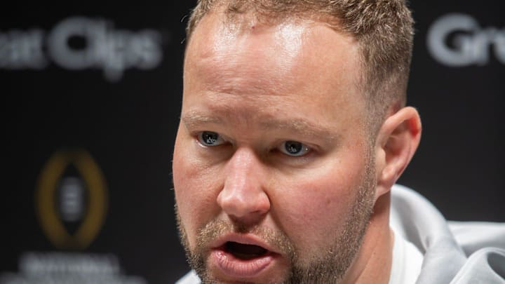 Indiana Defensive Coordinator Bryant Haines answers questions at Media Day during the College Football Playoff on Saturday, Jan. 17, 2026