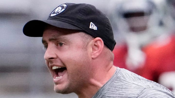 Former Arizona Cardinals offensive coordinator Drew Petzing during training camp at State Farm Stadium