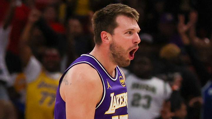 Mar 18, 2026; Houston, Texas, USA; Los Angeles Lakers guard Luka Doncic (77) celebrates his baskets against the Houston Rockets in the second half at Toyota Center. Mandatory Credit: Thomas Shea-Imagn Images Mar 18, 2026; Houston, Texas, USA; Los Angeles Lakers guard Luka Doncic (77) celebrates his baskets against the Houston Rockets in the second half at Toyota Center. Mandatory Credit: Thomas Shea-Imagn Images