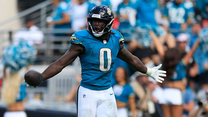 Jacksonville Jaguars linebacker Devin Lloyd (0) reacts to his fumble recovery during the fourth quarter of an NFL football matchup at EverBank Stadium, Sunday, Sept. 21, 2025, in Jacksonville, Fla. The Jaguars defeated the Texans 17-10. Jacksonville Jaguars linebacker Devin Lloyd (0) reacts to his fumble recovery during the fourth quarter of an NFL football matchup at EverBank Stadium, Sunday, Sept. 21, 2025, in Jacksonville, Fla. The Jaguars defeated the Texans 17-10.