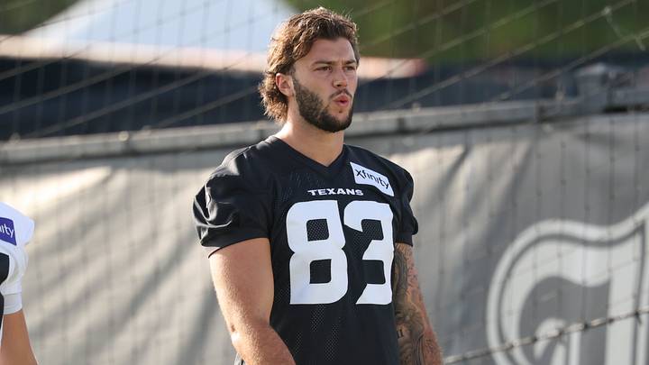 Jul 30, 2026; Houston, Texas, USA; Houston Texans tight end Marlin Klein (83) during training camp at Houston Methodist Training Center. Mandatory Credit: Troy Taormina-Imagn Images Jul 30, 2026; Houston, Texas, USA; Houston Texans tight end Marlin Klein (83) during training camp at Houston Methodist Training Center. Mandatory Credit: Troy Taormina-Imagn Images