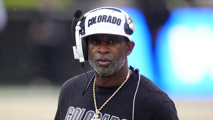 Oct 11, 2025; Boulder, Colorado, USA; Colorado Buffaloes head coach Deion Sanders during the first quarter against the Iowa State Cyclones at Folsom Field. Mandatory Credit: Ron Chenoy-Imagn Images Oct 11, 2025; Boulder, Colorado, USA; Colorado Buffaloes head coach Deion Sanders during the first quarter against the Iowa State Cyclones at Folsom Field. Mandatory Credit: Ron Chenoy-Imagn Images