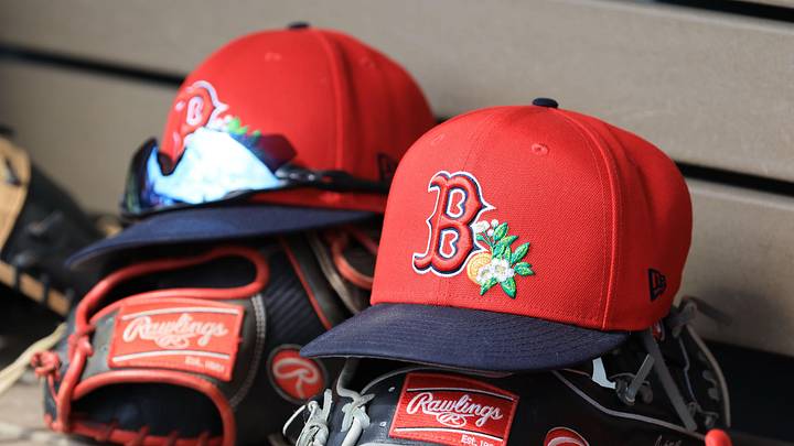 Mar 2, 2026; Dunedin, Florida, USA; A detail view of Boston Red Sox hats and gloves during the first inning against the Boston Red Sox at TD Ballpark. Mar 2, 2026; Dunedin, Florida, USA; A detail view of Boston Red Sox hats and gloves during the first inning against the Boston Red Sox at TD Ballpark.