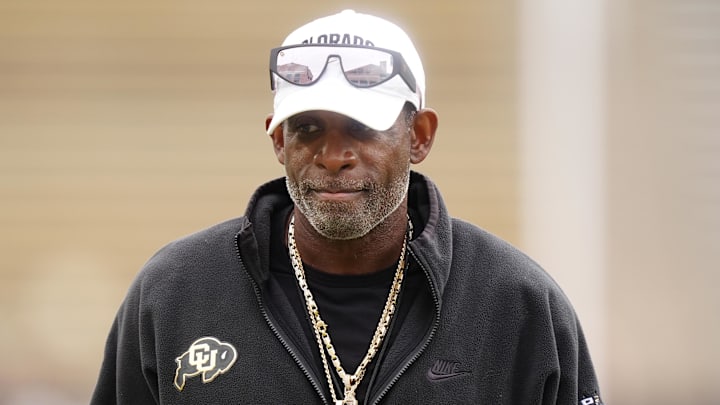 Oct 11, 2025; Boulder, Colorado, USA; Colorado Buffaloes head coach Deion Sanders before the game against the Iowa State Cyclones at Folsom Field. Mandatory Credit: Ron Chenoy-Imagn Images Oct 11, 2025; Boulder, Colorado, USA; Colorado Buffaloes head coach Deion Sanders before the game against the Iowa State Cyclones at Folsom Field. Mandatory Credit: Ron Chenoy-Imagn Images