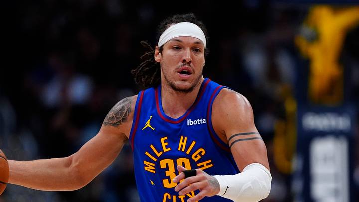 Mar 22, 2026; Denver, Colorado, USA; Denver Nuggets forward Aaron Gordon (32) controls the ball in the first quarter at Ball Arena. Mandatory Credit: Ron Chenoy-Imagn Images Mar 22, 2026; Denver, Colorado, USA; Denver Nuggets forward Aaron Gordon (32) controls the ball in the first quarter at Ball Arena. Mandatory Credit: Ron Chenoy-Imagn Images