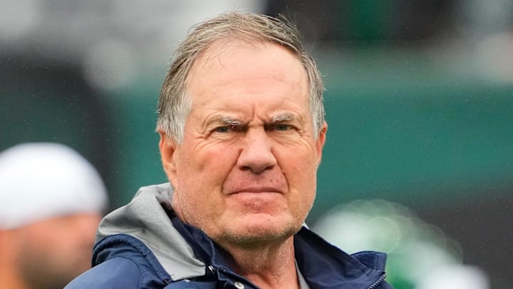 New England Patriots head coach Bill Belichick on the sidelines in 2023.