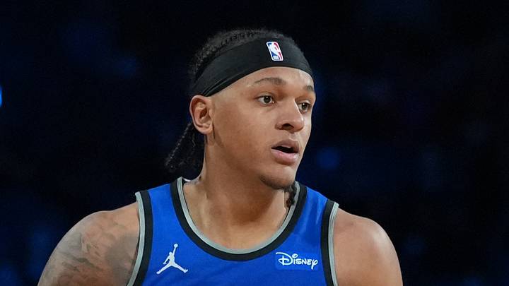 Orlando Magic forward Paolo Banchero brings the ball up court against the New York Knicks. Orlando Magic forward Paolo Banchero brings the ball up court against the New York Knicks.