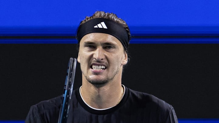 Alexander Zverev celebrates during his match