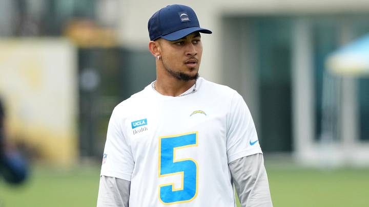 May 11, 2026; El Segundo, CA, USA; Los Angeles Chargers quarterback Trey Lance (5) during offseason workouts at The Bolt. Mandatory Credit: Kirby Lee-Imagn Images