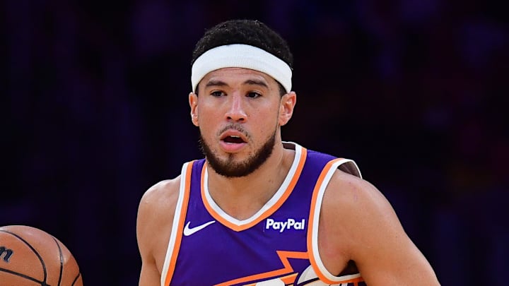 Dec 1, 2025; Los Angeles, California, USA; Phoenix Suns guard Devin Booker (1) moves the ball up court against the Los Angeles Lakers during the first half at Crypto.com Arena. Mandatory Credit: Gary A. Vasquez-Imagn Images Dec 1, 2025; Los Angeles, California, USA; Phoenix Suns guard Devin Booker (1) moves the ball up court against the Los Angeles Lakers during the first half at Crypto.com Arena. Mandatory Credit: Gary A. Vasquez-Imagn Images