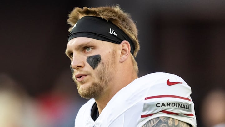 Dec 21, 2025; Glendale, Arizona, USA;  Arizona Cardinals tight end Trey McBride (85) against the Atlanta Falcons at State Farm Stadium. Mandatory Credit: Mark J. Rebilas-Imagn Images