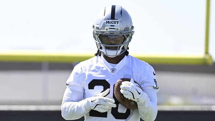 May 20, 2026; Henderson, NV, USA; Las Vegas Raiders cornerback Jermod McCoy (28) practices during organized team activities at Intermountain Health Performance Center. Mandatory Credit: Candice Ward-Imagn Images May 20, 2026; Henderson, NV, USA; Las Vegas Raiders cornerback Jermod McCoy (28) practices during organized team activities at Intermountain Health Performance Center. Mandatory Credit: Candice Ward-Imagn Images