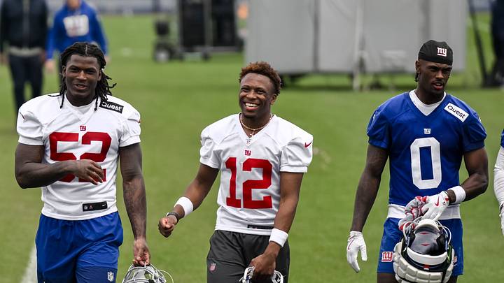 New York Giants rookies Arvell Reese, Colton Hood, and Malachi Fields