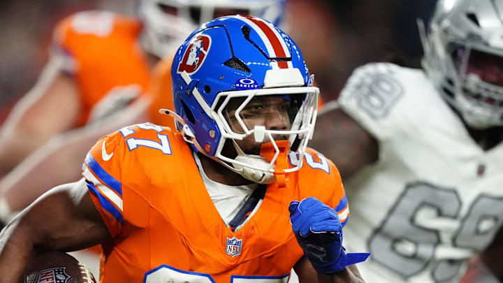 Denver Broncos running back J.K. Dobbins Denver Broncos running back J.K. Dobbins