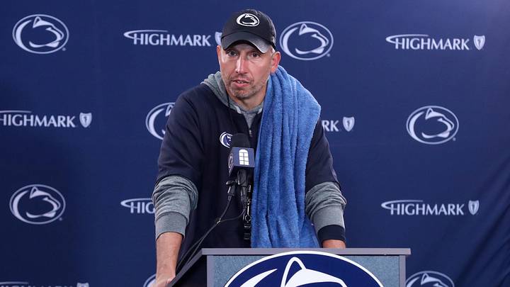 Apr 25, 2026; University Park, PA, USA; Penn State Nittany Lions head coach Matt Campbell answers questions from the media following the Penn State Blue-White Spring game at Beaver Stadium. Mandatory Credit: Matthew O'Haren-Imagn Images Apr 25, 2026; University Park, PA, USA; Penn State Nittany Lions head coach Matt Campbell answers questions from the media following the Penn State Blue-White Spring game at Beaver Stadium. Mandatory Credit: Matthew O'Haren-Imagn Images