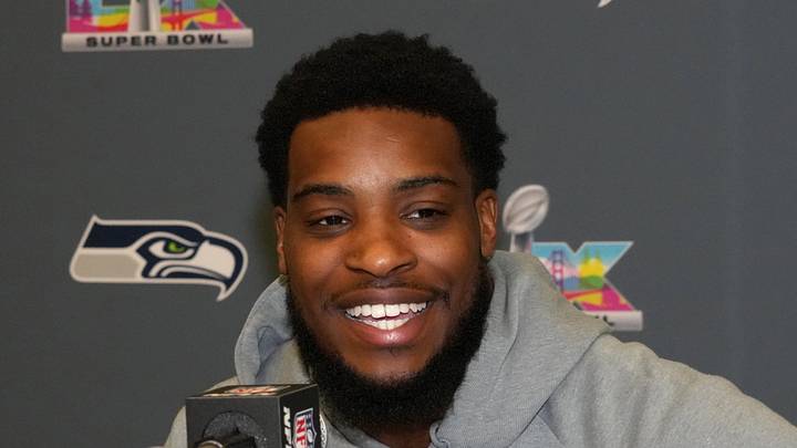 Seattle Seahawks cornerback Devon Witherspoon speaks to the media at Super Bowl LX press conference