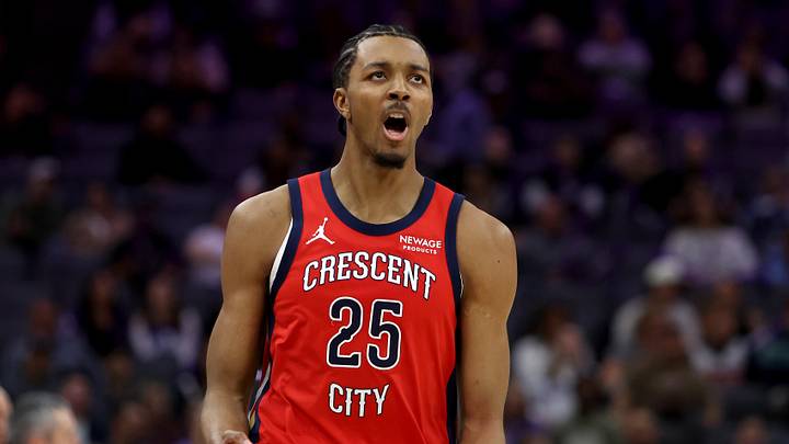 Mar 5, 2026; Sacramento, California, USA; New Orleans Pelicans forward Trey Murphy III (25) reacts after making a three point basket against the Sacramento Kings during the fourth quarter at Golden 1 Center. Mandatory Credit: Dennis Lee-Imagn Images Mar 5, 2026; Sacramento, California, USA; New Orleans Pelicans forward Trey Murphy III (25) reacts after making a three point basket against the Sacramento Kings during the fourth quarter at Golden 1 Center. Mandatory Credit: Dennis Lee-Imagn Images