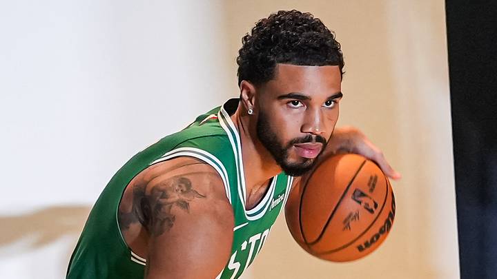 Sep 28, 2026; Boston, MA, USA; Boston Celtics forward/guard Jayson Tatum (0) during media day at Auerbach Center. Mandatory Credit: David Butler II-Imagn Images