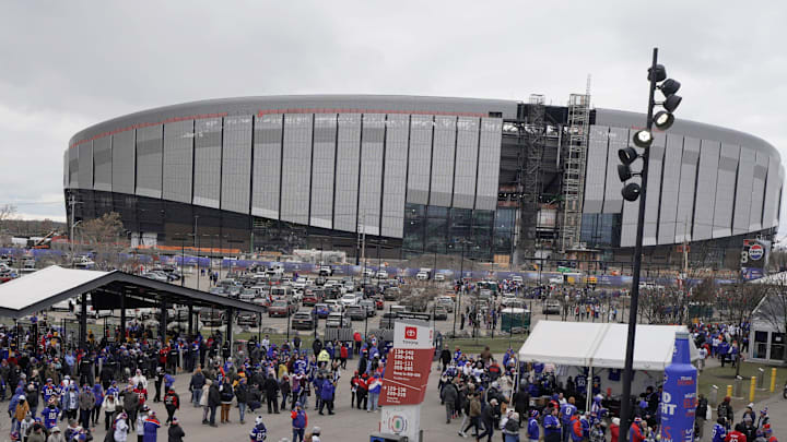 Fans enter Highmark Stadium to see the Bills take on the Tampa Bay Buccaneers on Nov 16, 2025 in Orchard Park.