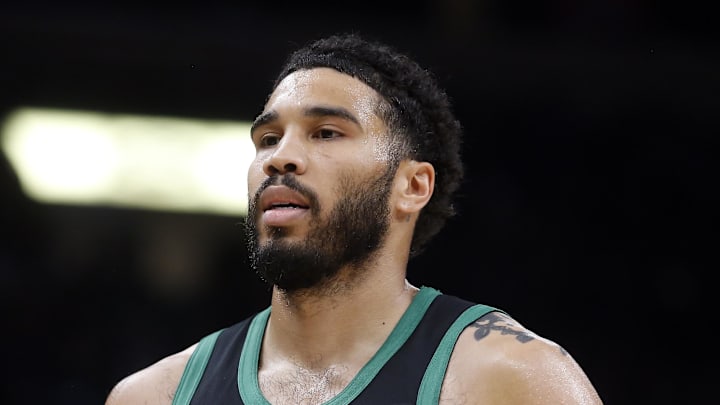 Mar 20, 2026; Memphis, Tennessee, USA; Boston Celtics forward Jayson Tatum (0) reacts during the third quarter against the Memphis Grizzlies at FedExForum. Mandatory Credit: Petre Thomas-Imagn Images