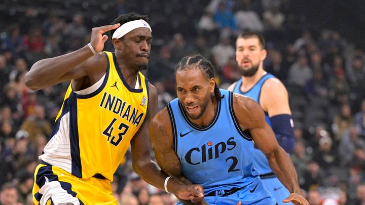 Feb 6, 2025; Inglewood, California, USA; Los Angeles Clippers forward Kawhi Leonard (2) is defended by Indiana Pacers forward Pascal Siakam (43) as he drives to the basket in the first half at Intuit Dome. Mandatory Credit: Jayne Kamin-Oncea-Imagn Images Feb 6, 2025; Inglewood, California, USA; Los Angeles Clippers forward Kawhi Leonard (2) is defended by Indiana Pacers forward Pascal Siakam (43) as he drives to the basket in the first half at Intuit Dome. Mandatory Credit: Jayne Kamin-Oncea-Imagn Images