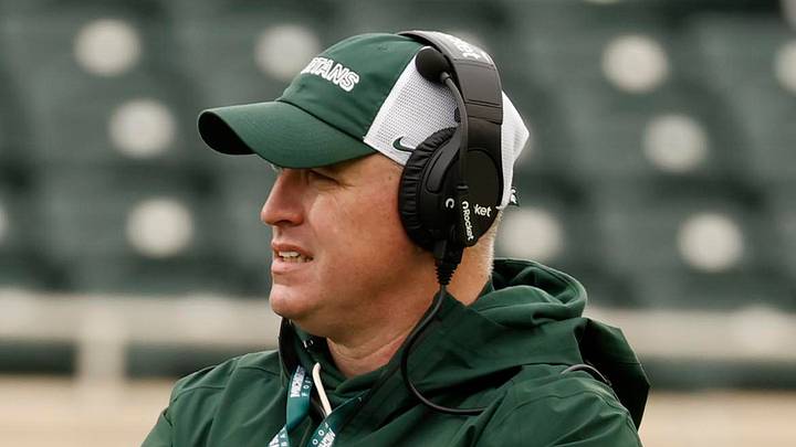 April 18, 2026; East Lansing, Mich.; Michigan State head coach Pat Fitzgerald watches the action going on during MSU's "Spring Showcase" at Spartan Stadium. April 18, 2026; East Lansing, Mich.; Michigan State head coach Pat Fitzgerald watches the action going on during MSU's "Spring Showcase" at Spartan Stadium.