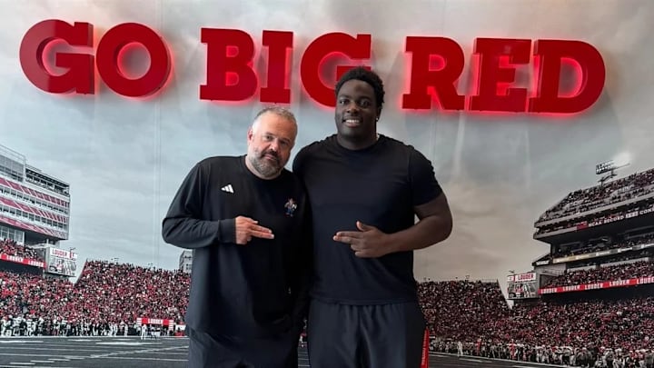 Valdin Sone with Nebraska head coach Matt Rhule.