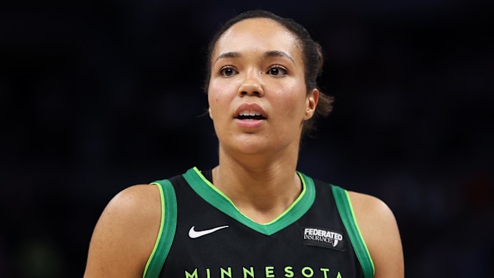 Sep 29, 2024; Minneapolis, Minnesota, USA; Minnesota Lynx forward Napheesa Collier (24) reacts during the first half against the Connecticut Sun of game one of the 2024 WNBA Semi-finals at Target Center. Mandatory Credit: Matt Krohn-Imagn Images Sep 29, 2024; Minneapolis, Minnesota, USA; Minnesota Lynx forward Napheesa Collier (24) reacts during the first half against the Connecticut Sun of game one of the 2024 WNBA Semi-finals at Target Center. Mandatory Credit: Matt Krohn-Imagn Images