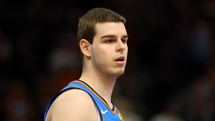 Apr 27, 2026; Phoenix, Arizona, USA; Oklahoma City Thunder guard Nikola Topic (44) against the Phoenix Suns during game four of the first round of the 2026 NBA Playoffs at Mortgage Matchup Center. Mandatory Credit: Mark J. Rebilas-Imagn Images