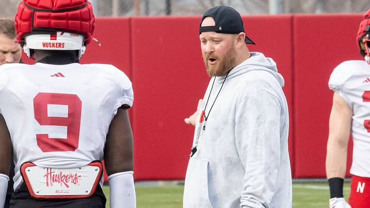Rob Aurich instructs linebacker Vincent Shavers during spring practice. Rob Aurich instructs linebacker Vincent Shavers during spring practice.