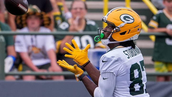 Green Bay Packers receiver J. Michael Sturdivant (87) catches a pass during practice on Friday, July 31. Green Bay Packers receiver J. Michael Sturdivant (87) catches a pass during practice on Friday, July 31.