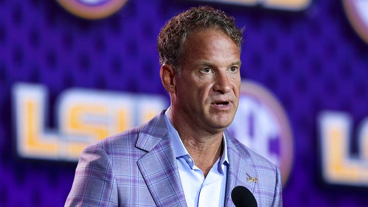 Jul 23, 2026; Tampa, FL, USA; LSU Tigers head coach Lane Kiffin speaks to the press during SEC Football Kickoff Media Day at the Tampa Marriott. Mandatory Credit: Nathan Ray Seebeck-Imagn Images
