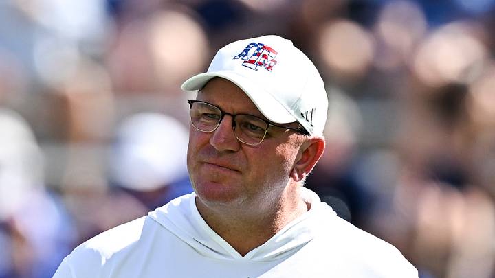Texas A&M Aggies head coach Mike Elko watches warm ups prior to the game against Arizona State Sun Devils at Kyle Field. Texas A&M Aggies head coach Mike Elko watches warm ups prior to the game against Arizona State Sun Devils at Kyle Field.