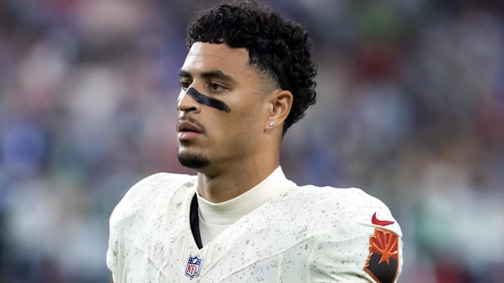 Sep 25, 2025; Glendale, Arizona, USA; Arizona Cardinals wide receiver Michael Wilson (14) against the Seattle Seahawks at State Farm Stadium. Mandatory Credit: Mark J. Rebilas-Imagn Images Sep 25, 2025; Glendale, Arizona, USA; Arizona Cardinals wide receiver Michael Wilson (14) against the Seattle Seahawks at State Farm Stadium. Mandatory Credit: Mark J. Rebilas-Imagn Images