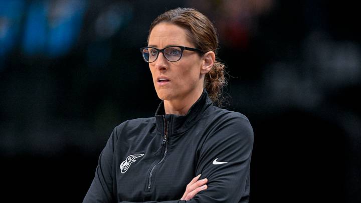 Dallas, Texas, USA; Indiana Fever head coach Stephanie White during the game between the Dallas Wings and the Indiana Fever at the American Airlines Center on August 1, 2025. Dallas, Texas, USA; Indiana Fever head coach Stephanie White during the game between the Dallas Wings and the Indiana Fever at the American Airlines Center on August 1, 2025.