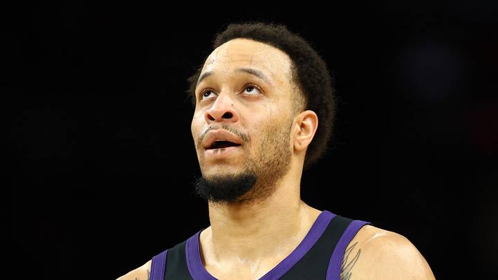Feb 22, 2026; Phoenix, Arizona, USA; Phoenix Suns guard Amir Coffey (2) against the Portland Trail Blazers at Mortgage Matchup Center. Mandatory Credit: Mark J. Rebilas-Imagn Images