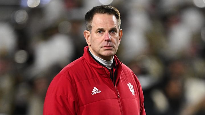 Indiana Hoosiers coach Curt Cignetti against the Purdue Boilermakers at Ross-Ade Stadium.