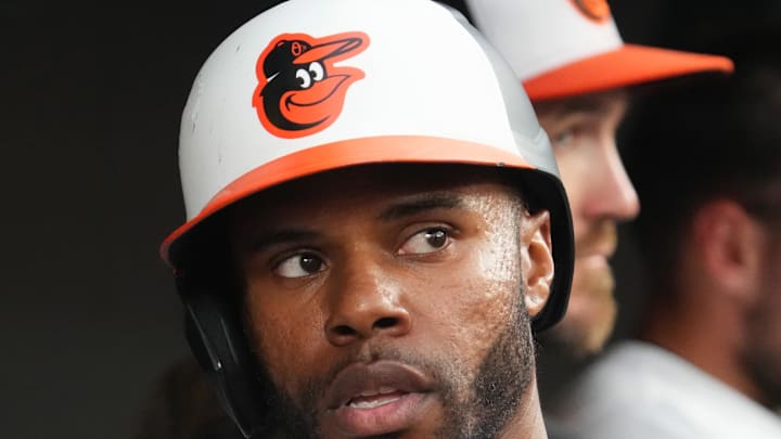 Baltimore Orioles outfielder Cedric Mullins (31) after scoring during the third inning on a hit by second baseman Jackson Holliday (not shown) against the New York Mets at Oriole Park at Camden Yards on July 8. 