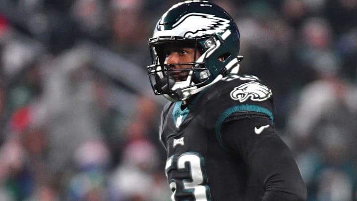  Philadelphia Eagles linebacker Shaquille Leonard (53) against the New York Giants at Lincoln Financial Field.