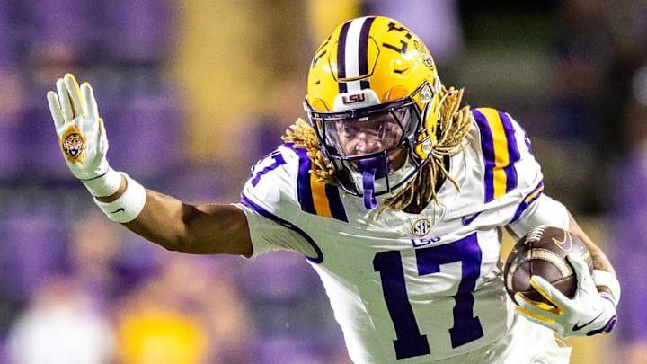 LSU Tigers wide receiver Jelani Watkins (17) runs against the Southeastern Louisiana Lions in a game at Tiger Stadium in Baton Rouge, La. LSU Tigers wide receiver Jelani Watkins (17) runs against the Southeastern Louisiana Lions in a game at Tiger Stadium in Baton Rouge, La.